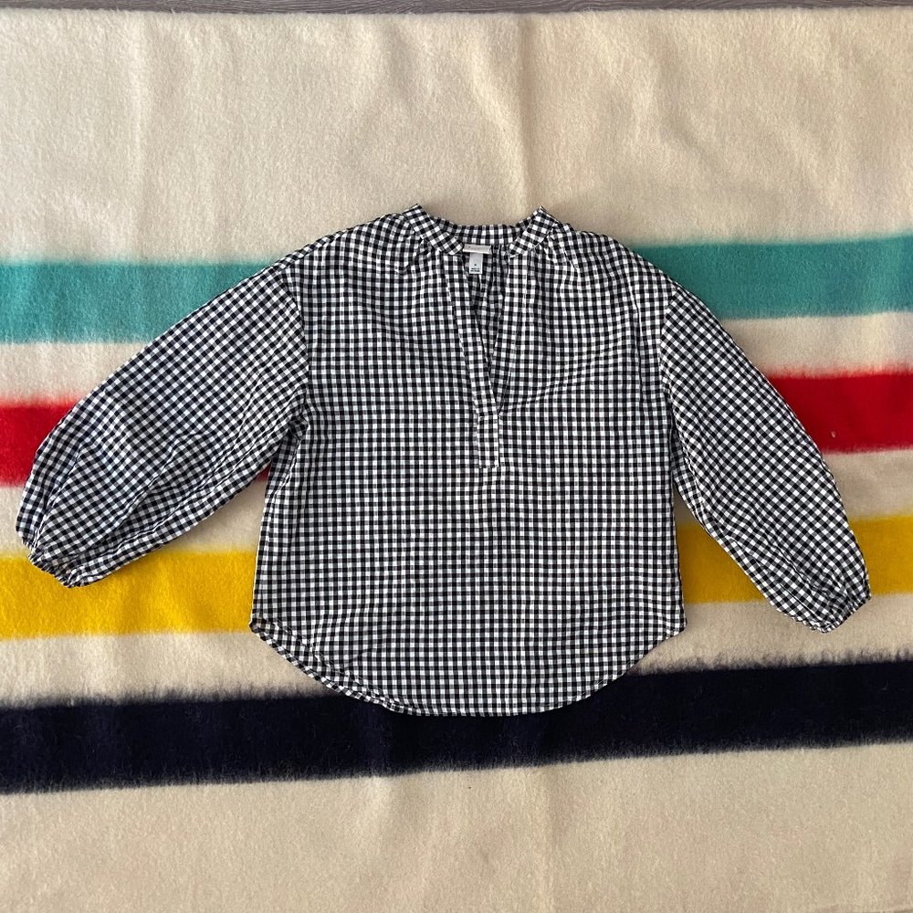 A New Day women's gingham checked balloon sleeve boxy top cottagecore